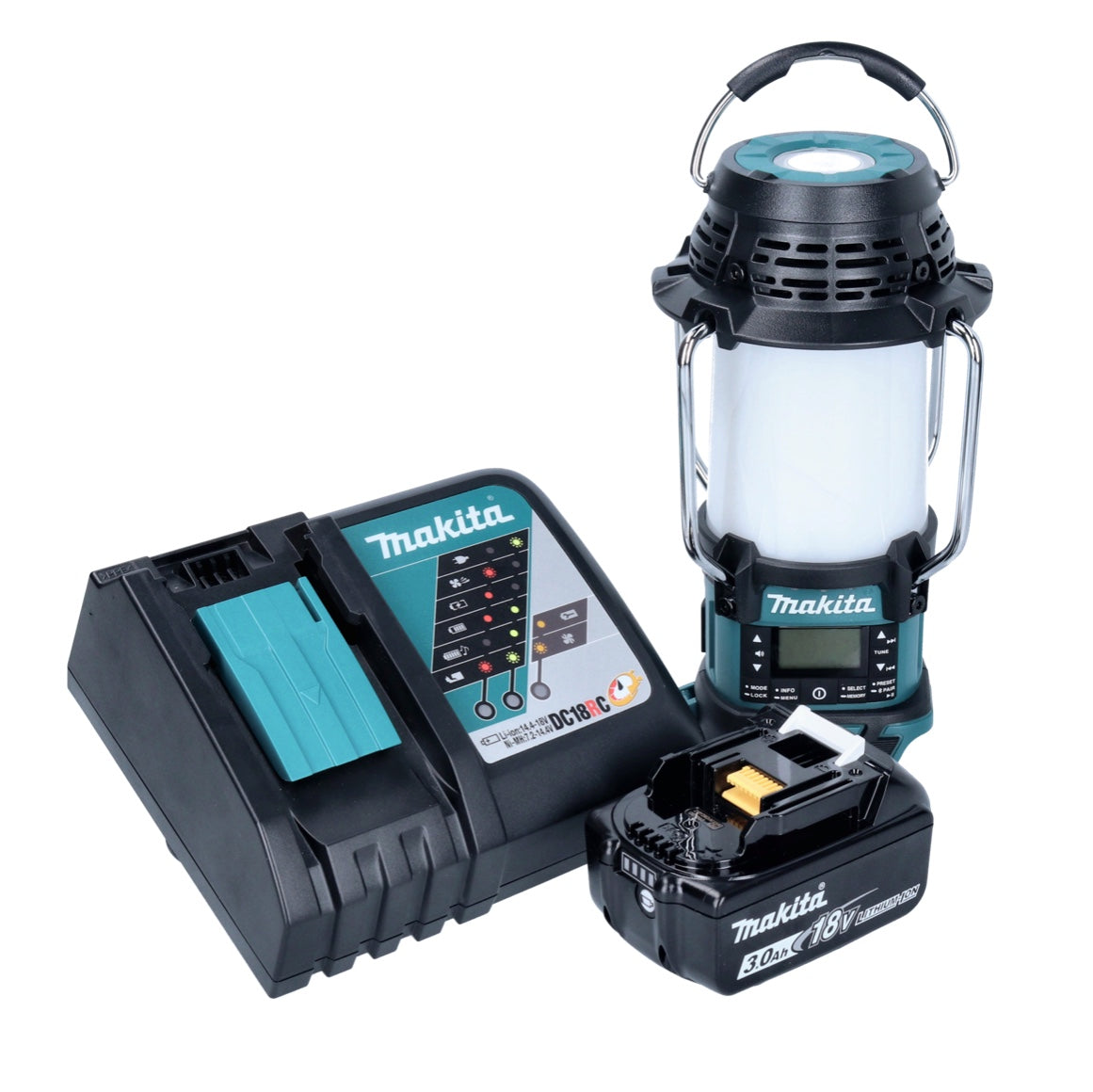 Makita DMR 056 RF1 Akku Radio 18 V FM DAB+ mit Laterne 360° Taschenlampe IP65 + 1x Akku 3,0 Ah + Ladegerät - Toolbrothers