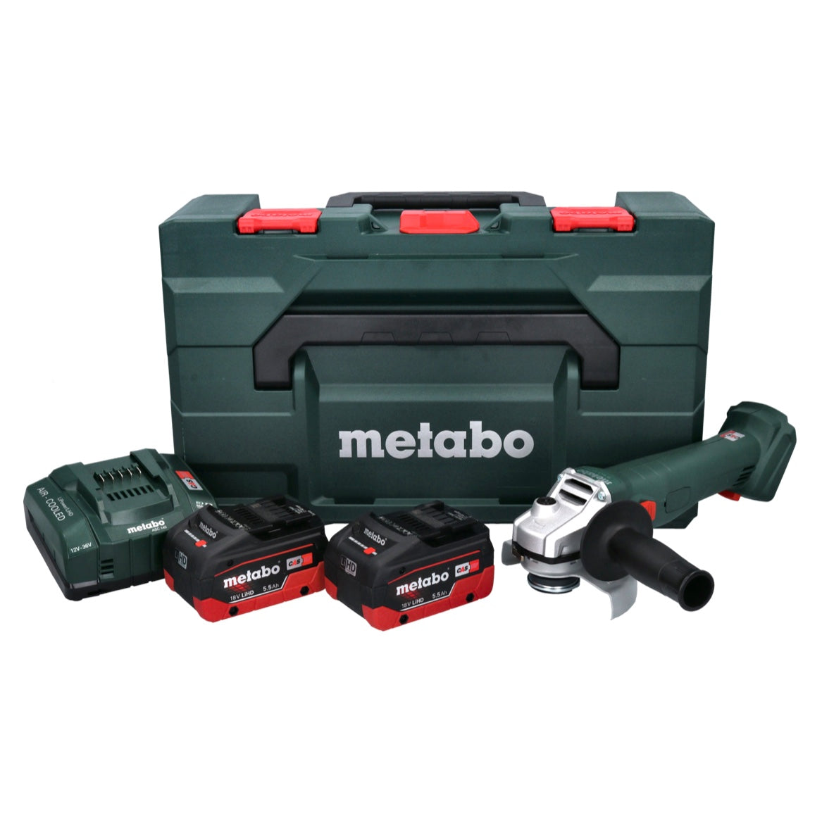 Metabo W 18 L 9-125 Quick Akku Winkelschleifer 18 V 125 mm + 2x Akku 5,5 Ah + Ladegerät + metaBOX - Toolbrothers