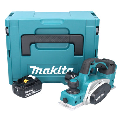 Raboteuse à batterie Makita DKP 180 T1J 18 V 82 mm + 1x batterie 5,0 Ah + Makpac - sans chargeur