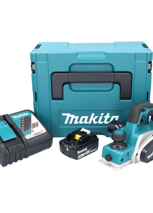 Cepilladora de batería Makita DKP 180 RT1J 18 V 82 mm + 1x batería 5,0 Ah + cargador + Makpac