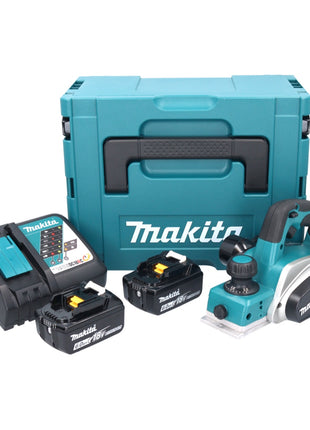 Cepilladora de batería Makita DKP 180 RGJ 18 V 82 mm + 2x baterías 6,0 Ah + cargador + Makpac