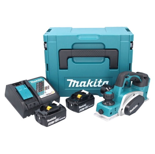 Makita DKP 180 RGJ Akku Hobel 18 V 82 mm + 2x Akku 6,0 Ah + Ladegerät + Makpac