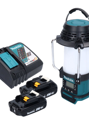 Makita DMR 055 RA radio à batterie 18 V FM avec lanterne lampe de poche 360° + 2x batteries 2,0 Ah + chargeur