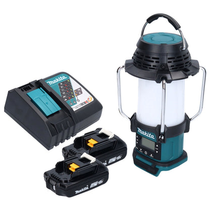 Makita DMR 055 RA radio à batterie 18 V FM avec lanterne lampe de poche 360° + 2x batteries 2,0 Ah + chargeur