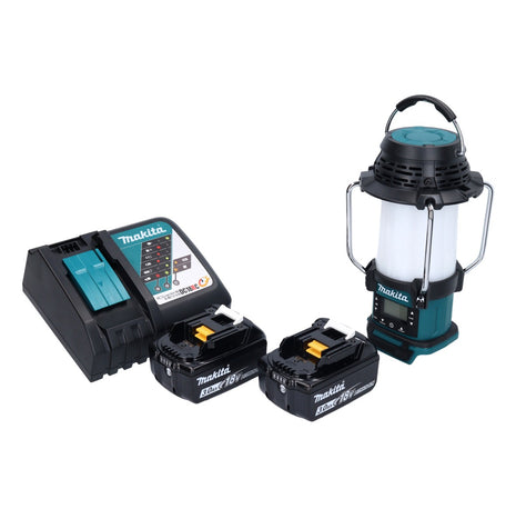 Makita DMR 055 RF radio à batterie 18 V FM avec lanterne lampe de poche 360° + 2x batteries 3,0 Ah + chargeur