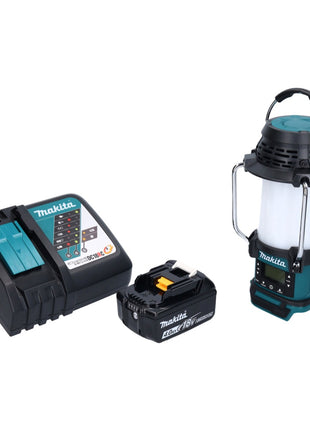 Makita DMR 055 RM1 Radio à batterie 18 V FM avec lanterne Lampe de poche 360° + 1x batterie 4,0 Ah + chargeur