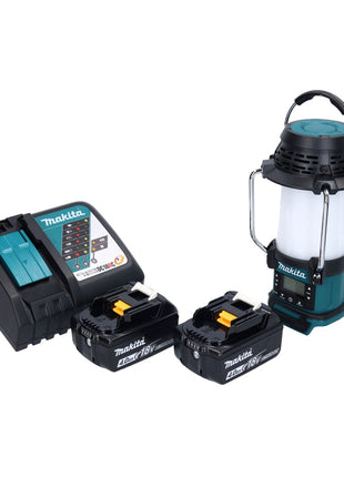 Makita DMR 055 RM radio à batterie 18 V FM avec lanterne lampe de poche 360° + 2x batteries 4,0 Ah + chargeur