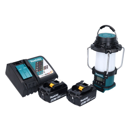 Makita DMR 055 RM radio à batterie 18 V FM avec lanterne lampe de poche 360° + 2x batteries 4,0 Ah + chargeur