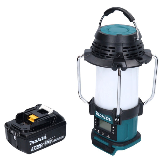 Makita DMR 055 T1 Akku Radio 18 V FM mit Laterne 360° Taschenlampe + 1x Akku 5,0 Ah - ohne Ladegerät