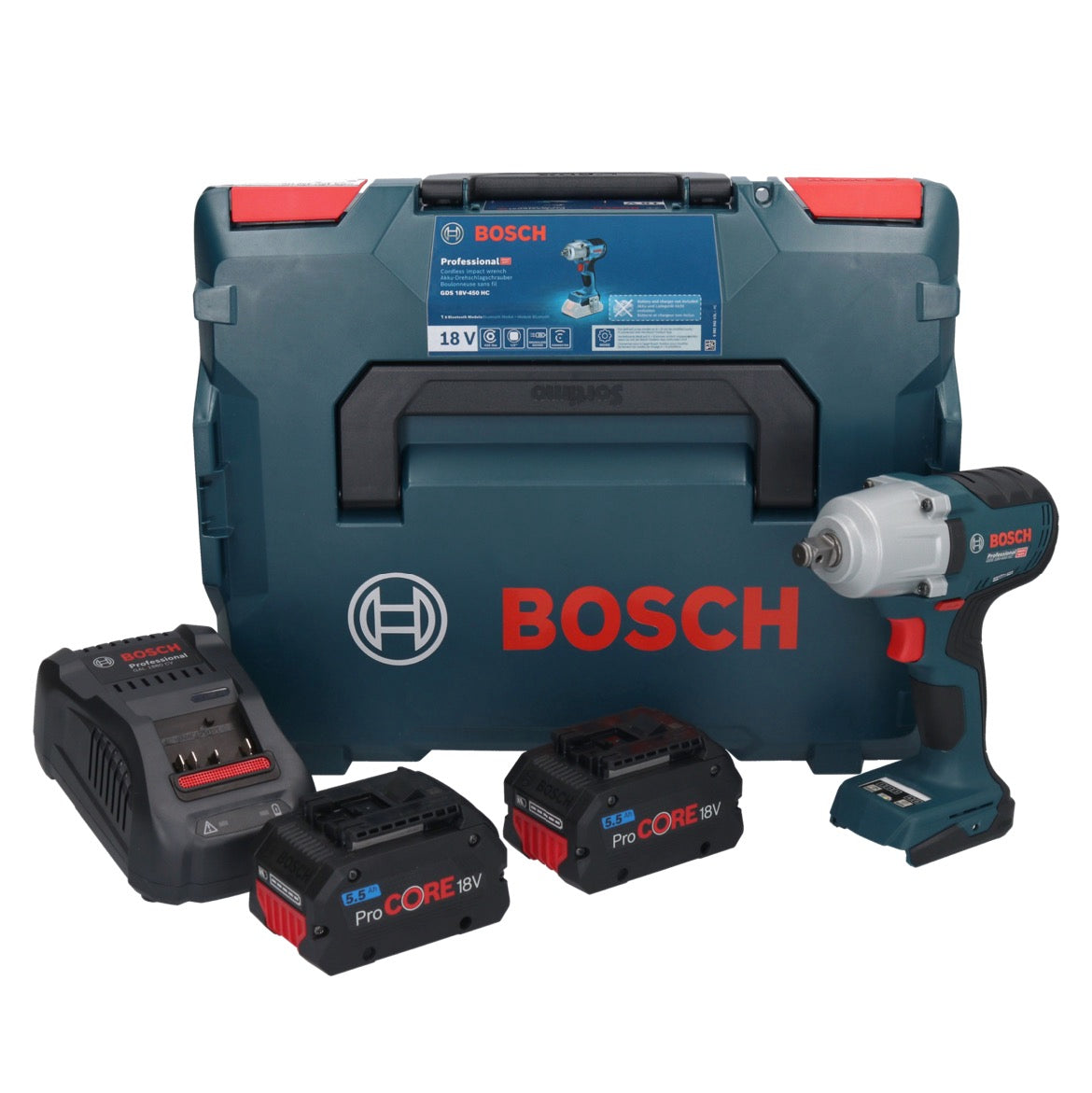 Bosch GDS 18V-450 HC Akku Drehschlagschrauber 18 V 450 Nm 1/2" + 2x ProCORE Akku 5,5 Ah + Ladegerät + L-Boxx - Toolbrothers