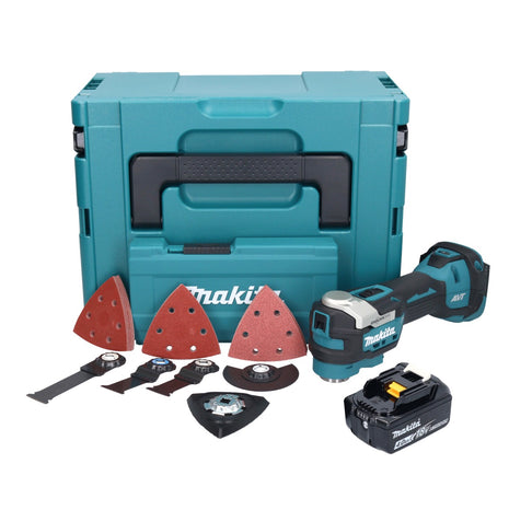 Makita DTM 52 M1JX4 outil multifonction avec batterie 18 V Starlock Max Brushless + 1x batterie 4,0 Ah + jeu d'accessoires + Makpac - sans chargeur