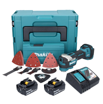 Makita DTM 52 RMJX4 outil multifonction à batterie 18 V Starlock Max Brushless + 2x batteries 4,0 Ah + chargeur + jeu d'accessoires + Makpac