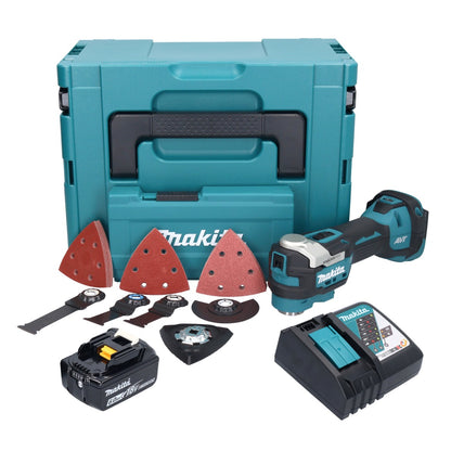 Makita DTM 52 RG1JX4 outil multifonction à batterie 18 V Starlock Max Brushless + 1x batterie 6,0 Ah + chargeur + jeu d'accessoires + Makpac