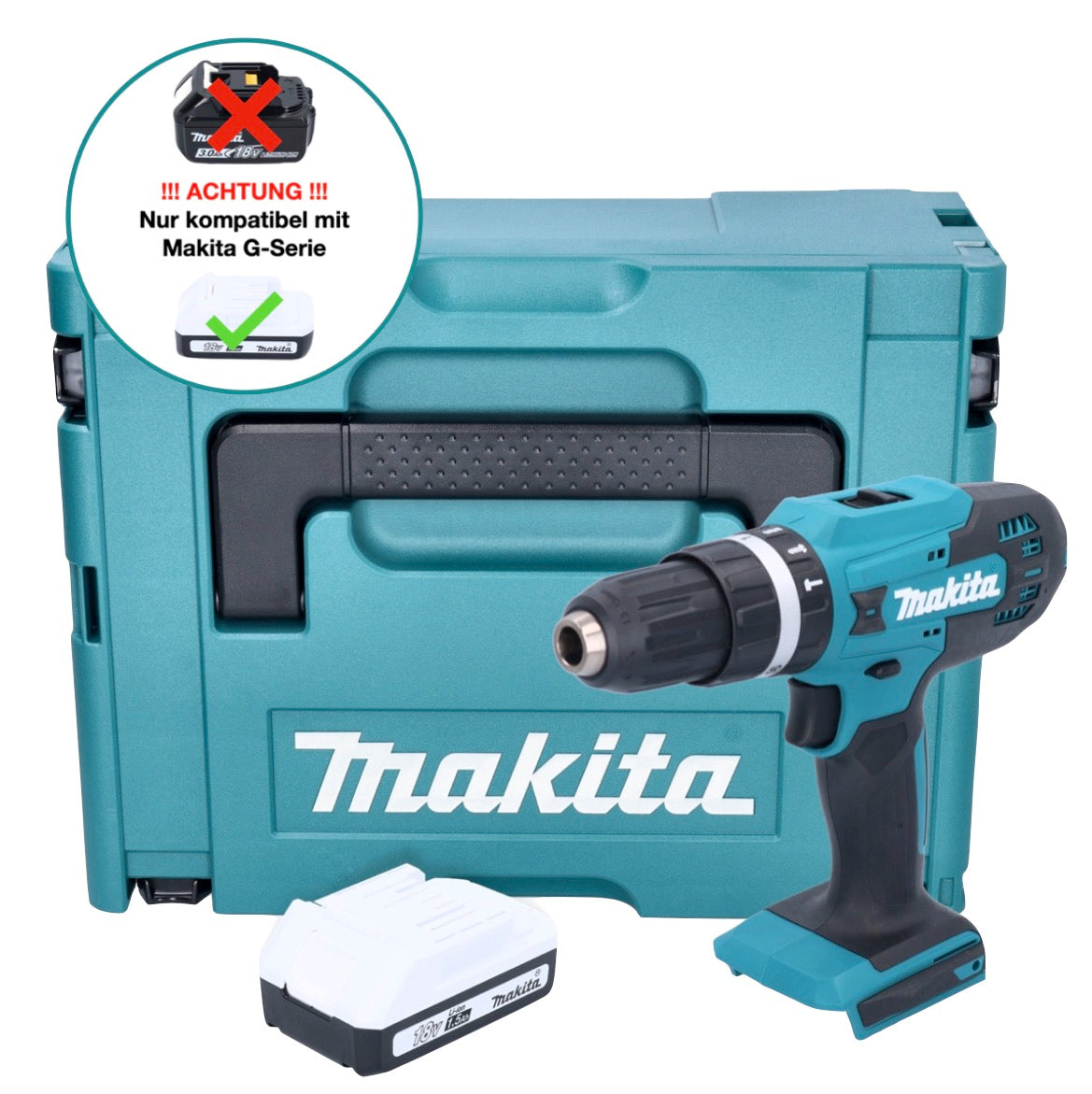 Makita HP 488 DY1J Akku Schlagbohrschrauber 18 V 42 Nm G-Serie + 1x Akku 1,5 Ah + Makpac - ohne Ladegerät - Toolbrothers