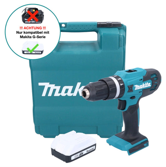 Makita HP 488 DY1K perceuse à percussion sans fil 18 V 42 Nm série G + 1x batterie 1,5 Ah + coffret - sans chargeur