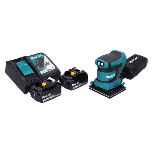 Ponceuse orbitale sur batterie Makita DBO 480 RM 18 V 112 x 102 mm + 2x batteries 4,0 Ah + chargeur