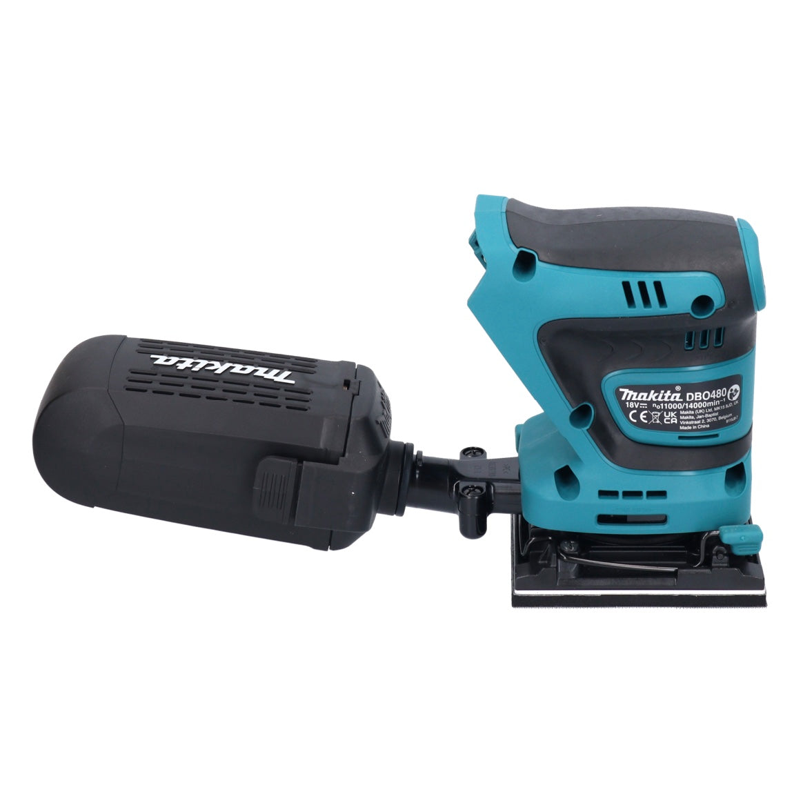 Makita DBO 480 RG Akku Schwingschleifer 18 V 112 x 102 mm + 2x Akku 6,0 Ah + Ladegerät