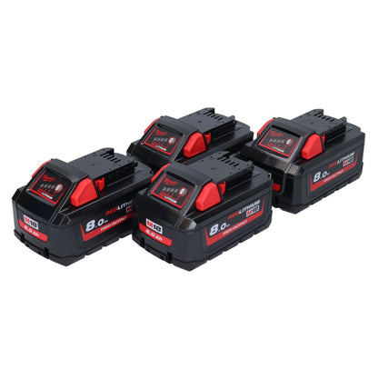 Milwaukee M18 HB8 Akku Set 4x 18 V 8,0 Ah / 8000 mAh Li-Ion High Output ( 4x 4932471070 ) mit Ladestandsanzeige - Toolbrothers