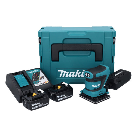 Makita DBO 481 RFJ ponceuse orbitale sur batterie 18 V 112 x 102 mm + 2x batteries 3,0 Ah + chargeur + Makpac