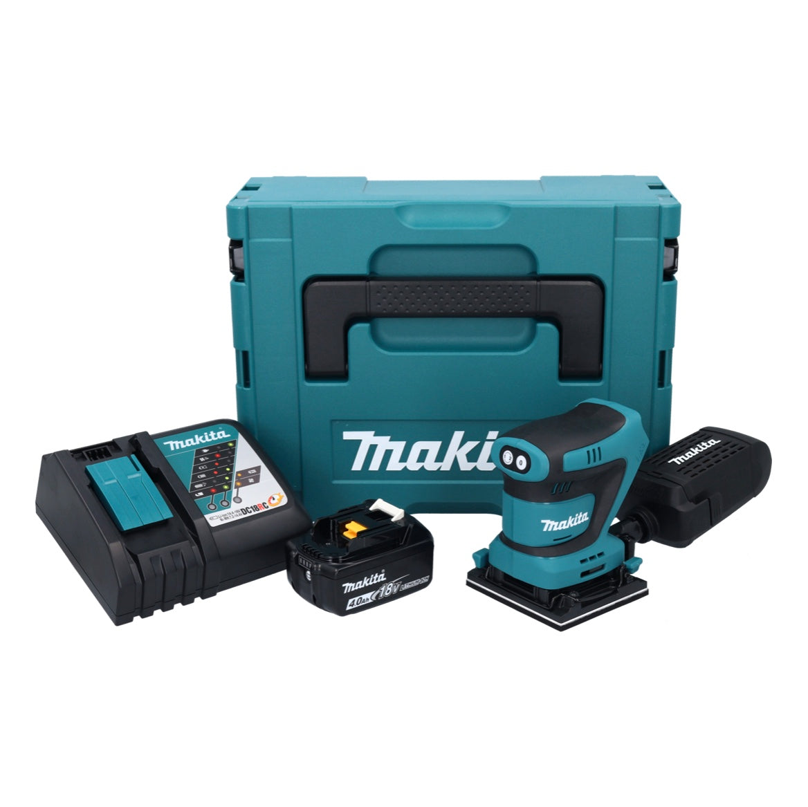 Ponceuse orbitale sur batterie Makita DBO 481 RM1J 18 V 112 x 102 mm + 1x batterie 4,0 Ah + chargeur + Makpac