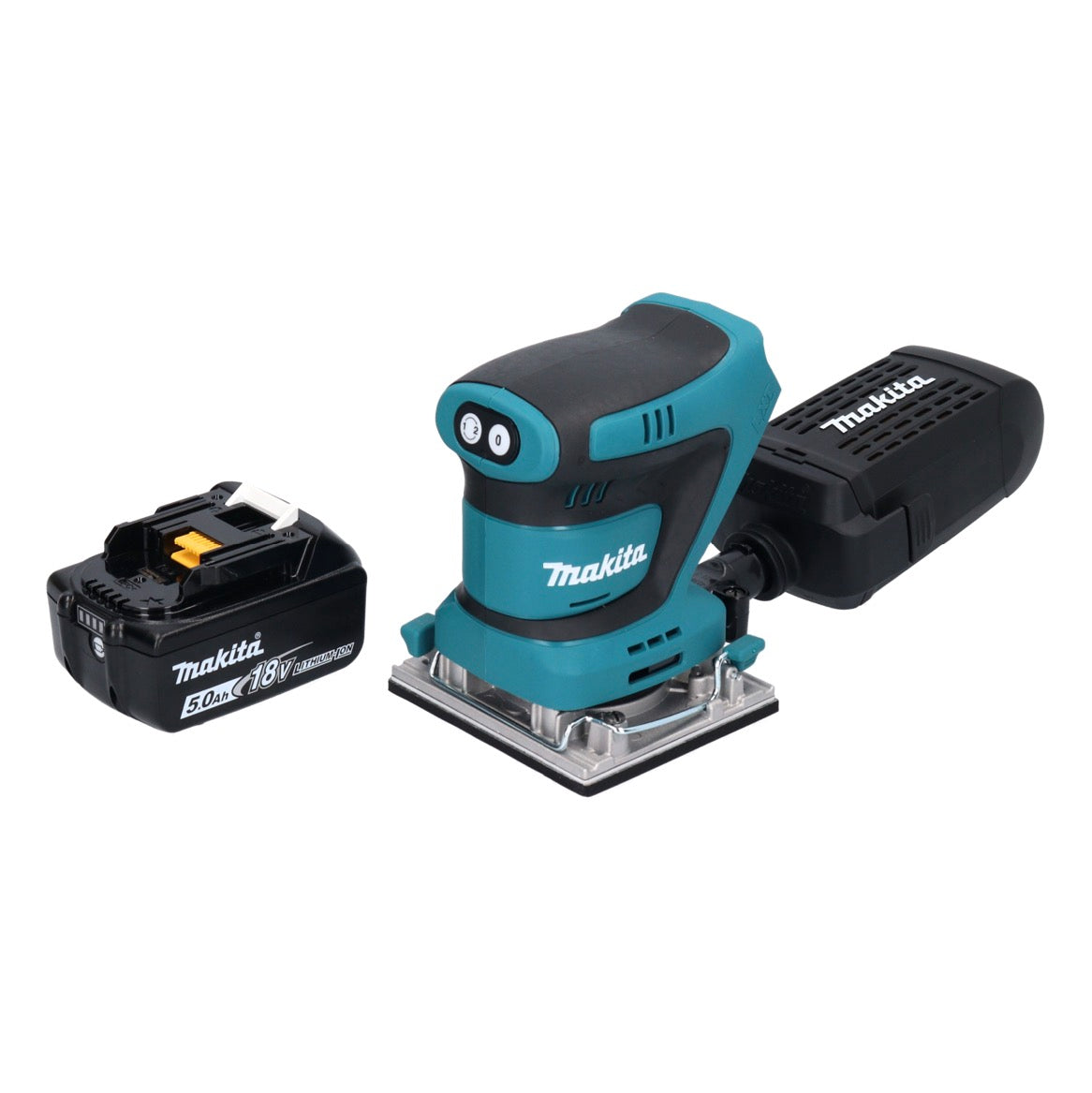 Makita DBO 482 T1 Akku Schwingschleifer 18 V 112 x 102 mm + 1x Akku 5,0 Ah - ohne Ladegerät