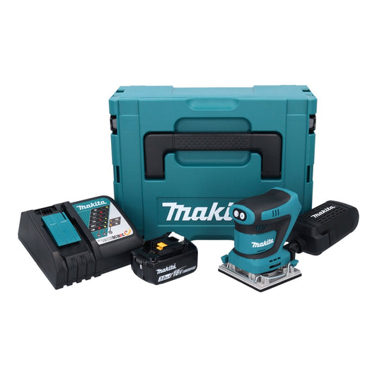 Makita DBO 482 RF1J Akku Schwingschleifer 18 V 112 x 102 mm + 1x Akku 3,0 Ah + Ladegerät + Makpac