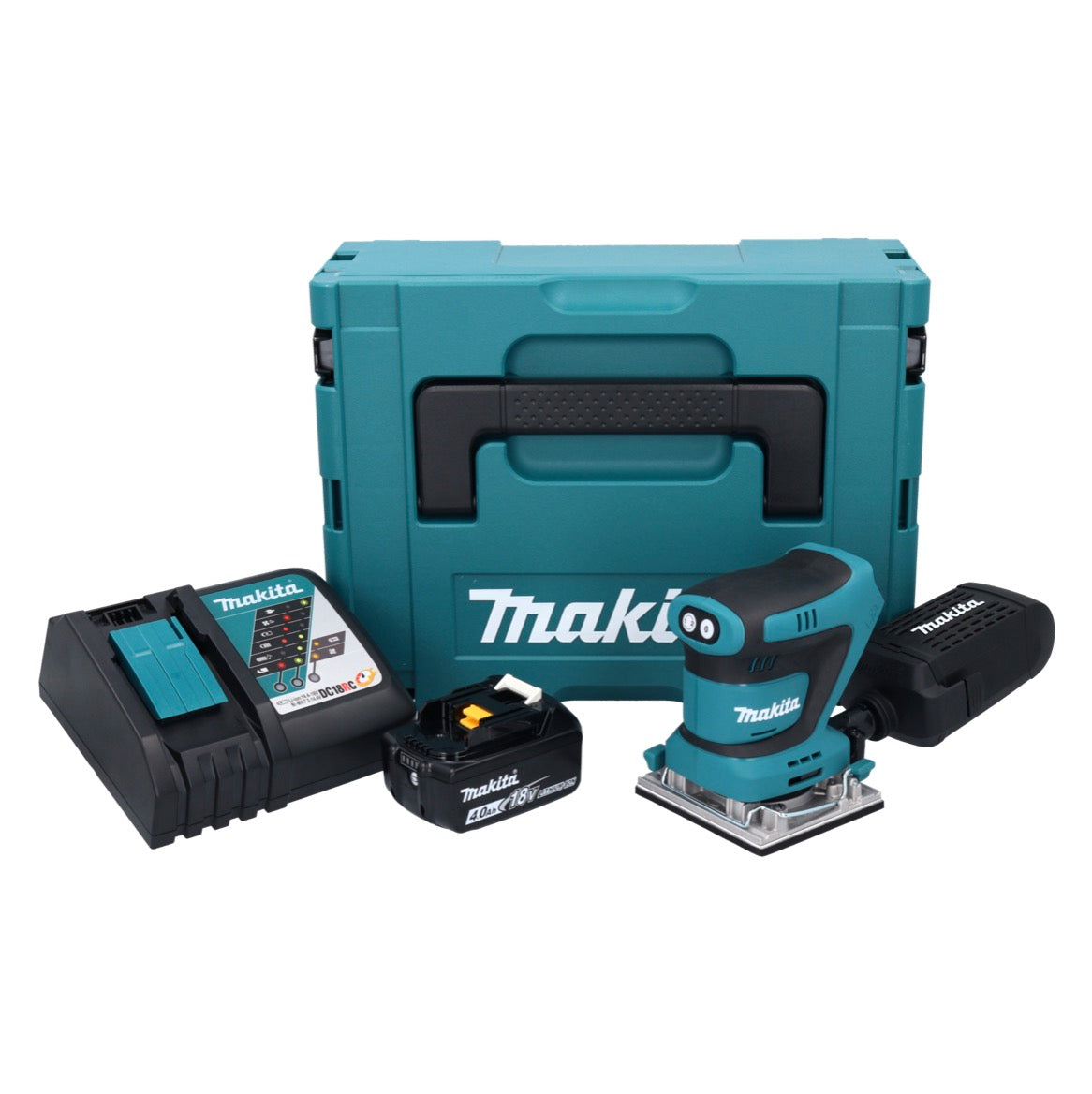 Ponceuse orbitale sur batterie Makita DBO 482 RM1J 18 V 112 x 102 mm + 1x batterie 4,0 Ah + chargeur + Makpac