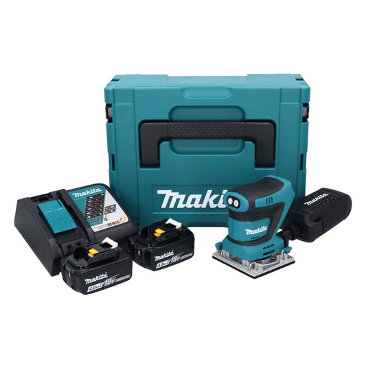 Makita DBO 482 RMJ Akku Schwingschleifer 18 V 112 x 102 mm + 2x Akku 4,0 Ah + Ladegerät + Makpac