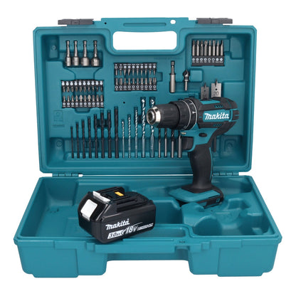 Makita DHP 482 F1X1 perceuse à percussion sans fil 18 V + 1x batterie 3,0 Ah + jeu d'accessoires 74 pièces + mallette - sans chargeur