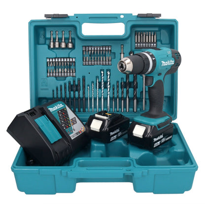 Makita DHP 453 RGX1 perceuse à percussion sans fil 18 V 42 Nm + 2 batteries 6,0 Ah + chargeur + jeu d'accessoires 74 pièces + mallette