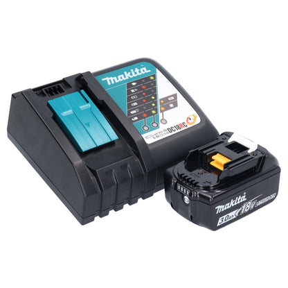 Makita DHP 484 RF1X1W perceuse à percussion sans fil 18 V 54 Nm sans balais blanc + 1 batterie 3,0 Ah + chargeur + jeu d'accessoires 74 pièces + mallette