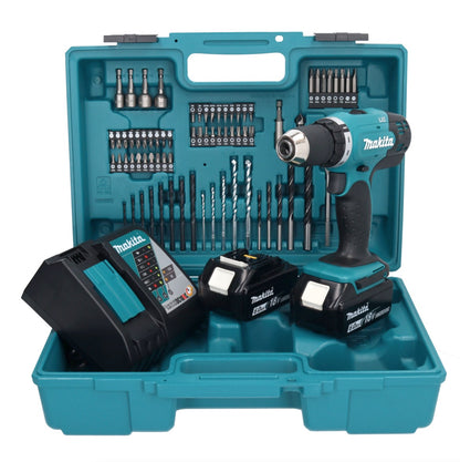 Makita DDF 453 RGX1 perceuse-visseuse sans fil 18 V 42 Nm + 2x batteries 6,0 Ah + chargeur + jeu d'accessoires 74 pièces + mallette