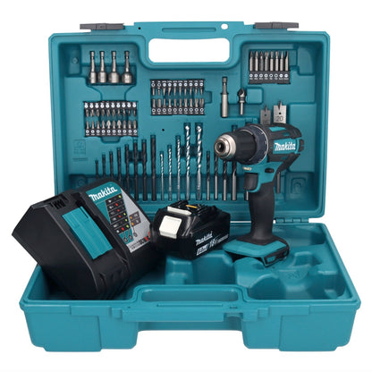 Makita DDF 482 RG1X1 perceuse-visseuse sans fil 18 V 62 Nm + 1x batterie 6,0 Ah + chargeur + jeu d'accessoires 74 pièces + mallette