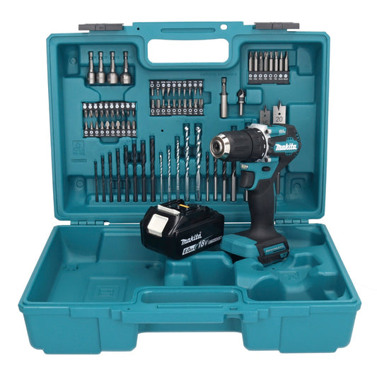 Makita DDF 487 G1X1 perceuse-visseuse sans fil 18 V 40 Nm sans balais + 1x batterie 6,0 Ah + jeu d'accessoires 74 pièces + coffret - sans chargeur