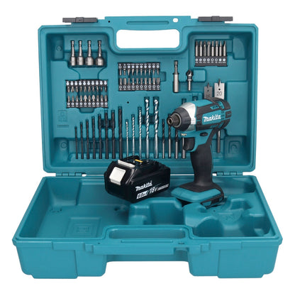 Makita DTD 152 G1X1 clé à chocs sans fil 18 V 165 Nm 1/4" + 1x batterie 6,0 Ah + jeu d'accessoires 74 pièces + mallette - sans chargeur