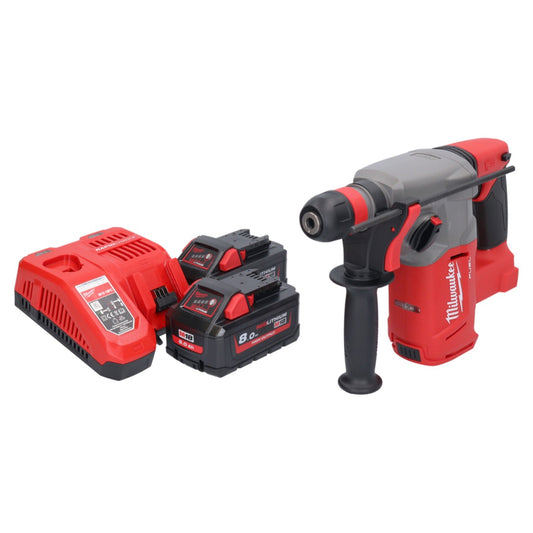 Marteau combiné à batterie Milwaukee M18 CHX-802 18 V 2,5 J SDS plus brushless + 2x batteries 8,0 Ah + chargeur