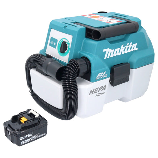 Aspirateur sans fil Makita DVC 750 LM1 LXT 18 V 67 mbar 7,5 l sans balais + 1x batterie 4,0 Ah - sans chargeur