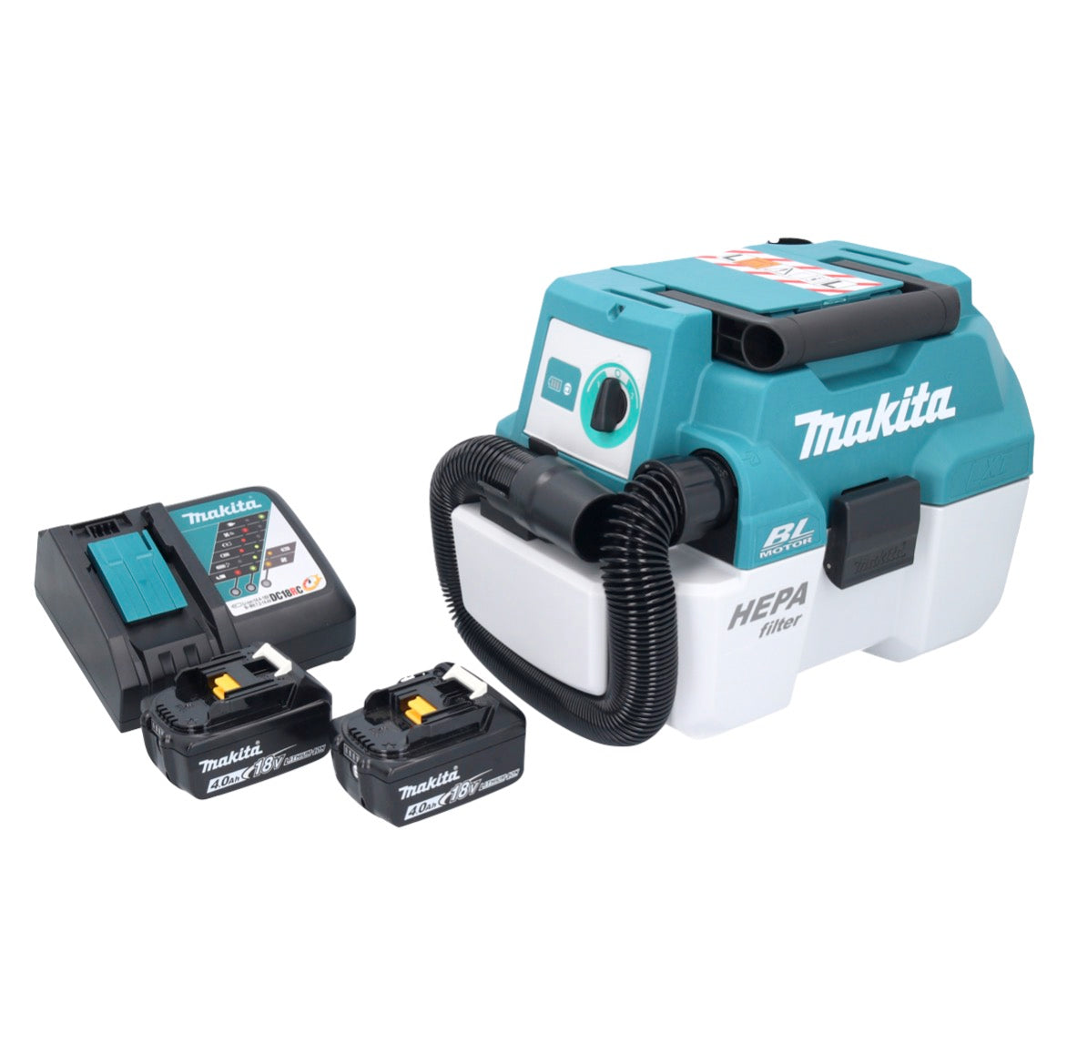 Makita DVC 750 LRM Akku Staubsauger LXT 18 V 67 mbar 7,5 l Brushless + 2x Akku 4,0 Ah + Ladegerät