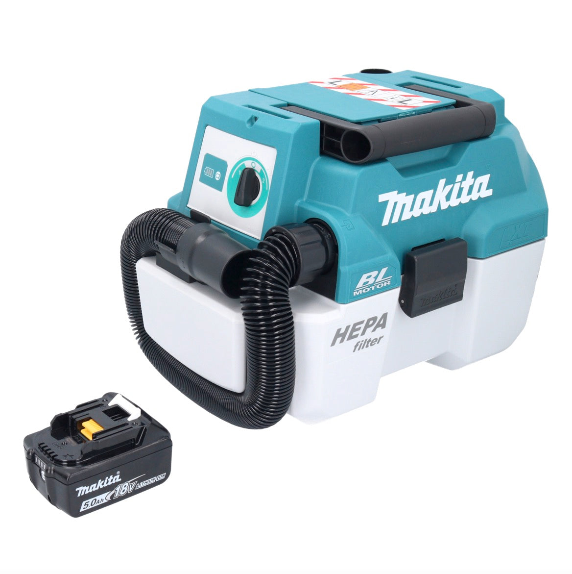 Aspirateur sans fil Makita DVC 750 LT1 LXT 18 V 67 mbar 7,5 l sans balais + 1x batterie 5,0 Ah - sans chargeur