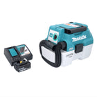 Aspirateur sans fil Makita DVC 750 LRT1 LXT 18 V 67 mbar 7,5 l sans balais + 1 batterie 5,0 Ah + chargeur