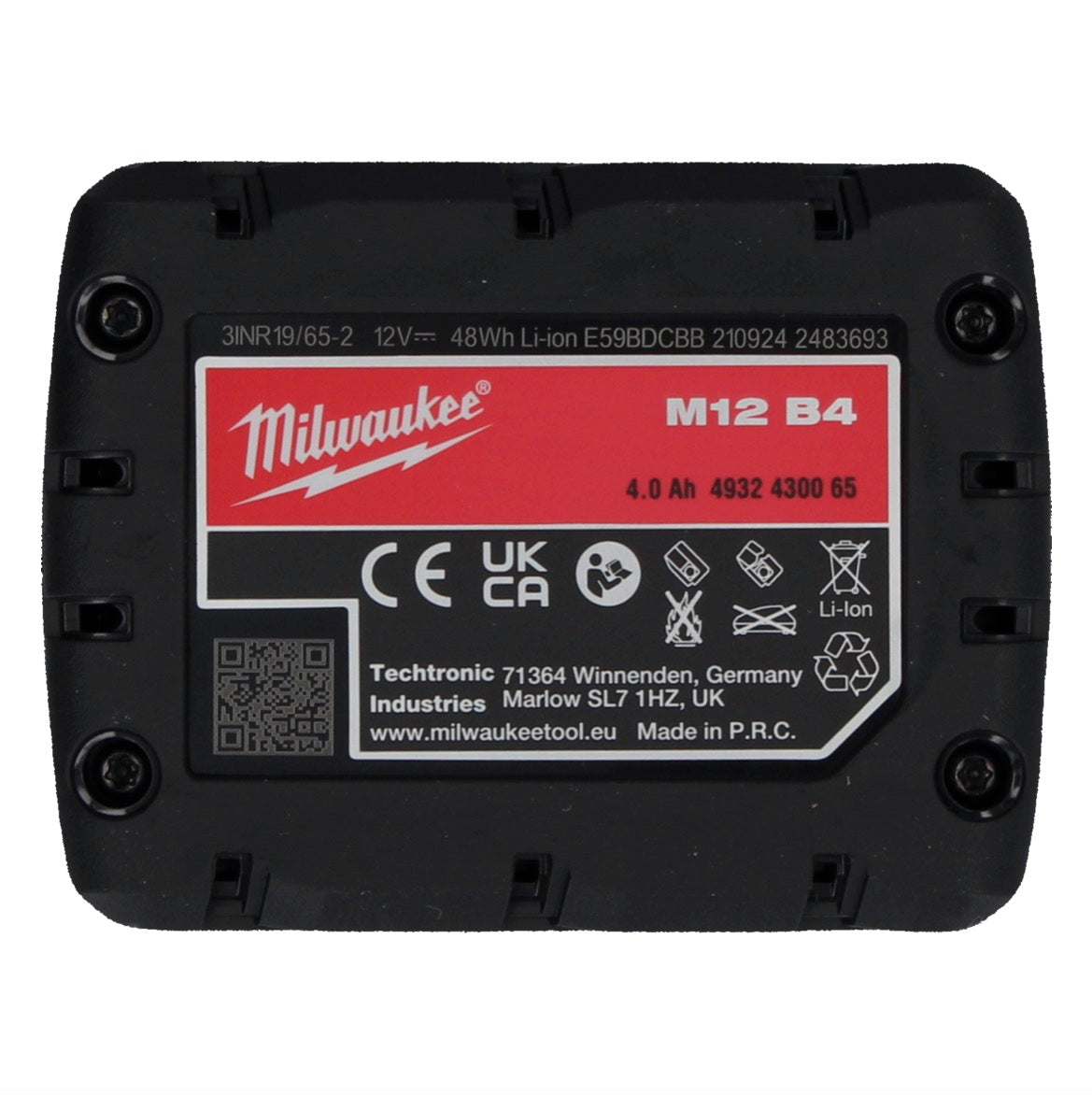 Milwaukee Akku Set 3x M12 B4 12 V 4,0 Ah / 4000 mAh Li-Ion Einschub Akku ( 3x 4932430065 ) - Toolbrothers