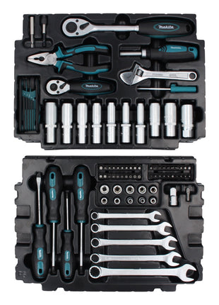 Makita Handwerkzeug Set 87 tlg. ( E-11542 ) Schraubendreher / Ratsche / Zange / Schraubenschlüssel / Bits + Makpac - Toolbrothers