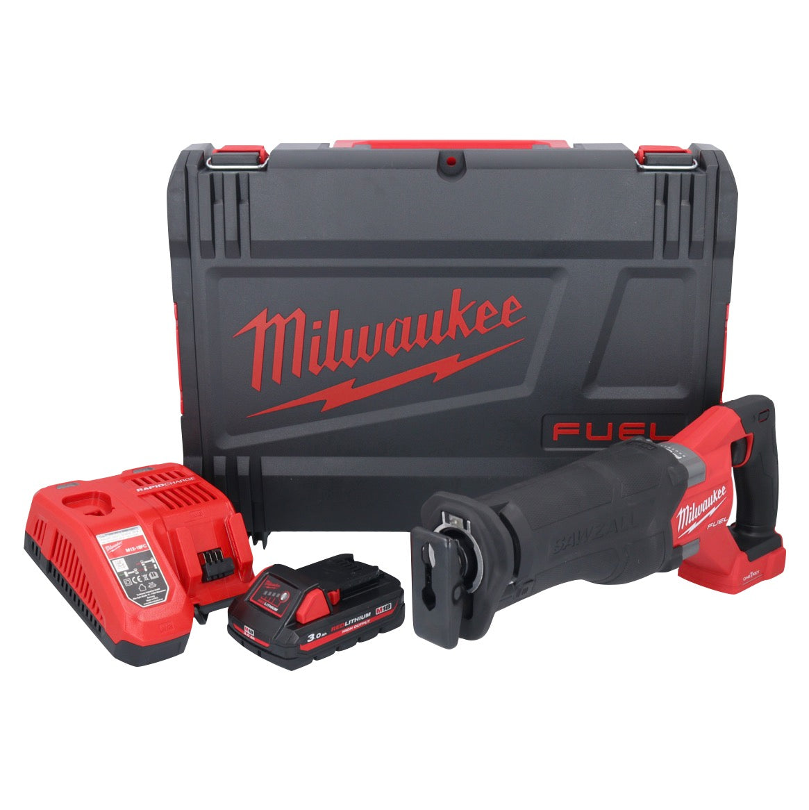 Batterie Milwaukee M18 ONEFSZ-301X Scie sabre Recipro 18 V brushless + 1x batterie 3,0 Ah + chargeur + boîtier HD