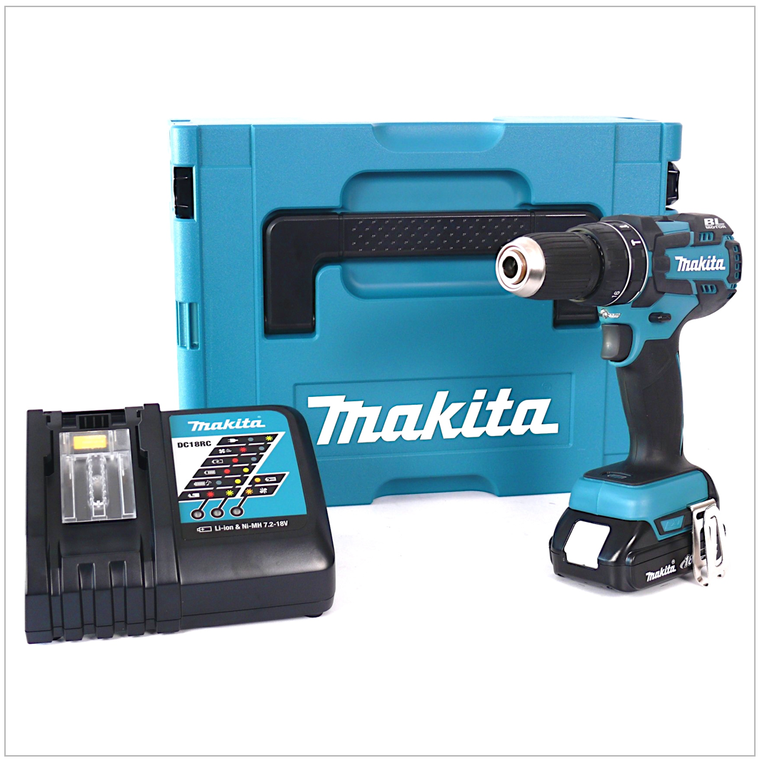 Makita DHP 480 Y1J-D 18 V Akku Schlagbohrschrauber im MAKPAC inkl. BL 1815 N Akku + DC18RC Ladegerät - Toolbrothers