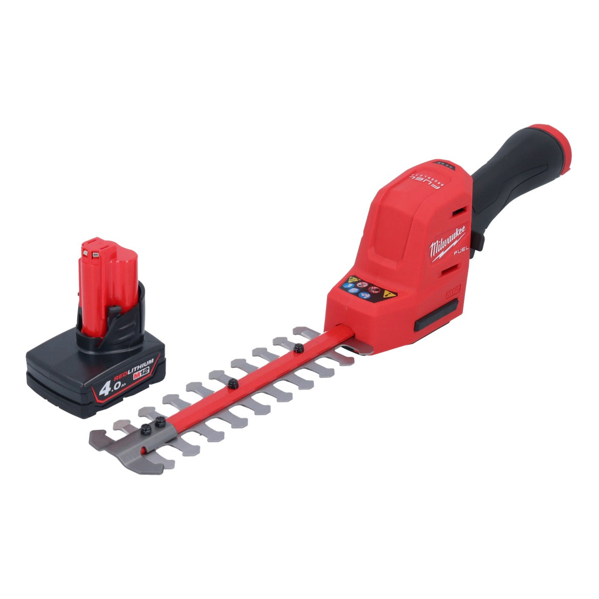 Cisaille à arbustes sur batterie Milwaukee M12 FHT20-401 12 V 20 cm sans balais + 1x batterie 4,0 Ah - sans chargeur