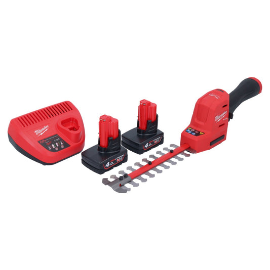 Cisaille à arbustes à batterie Milwaukee M12 FHT20-402 12 V 20 cm sans balais (4933479676) + 2x batterie 4,0 Ah + chargeur