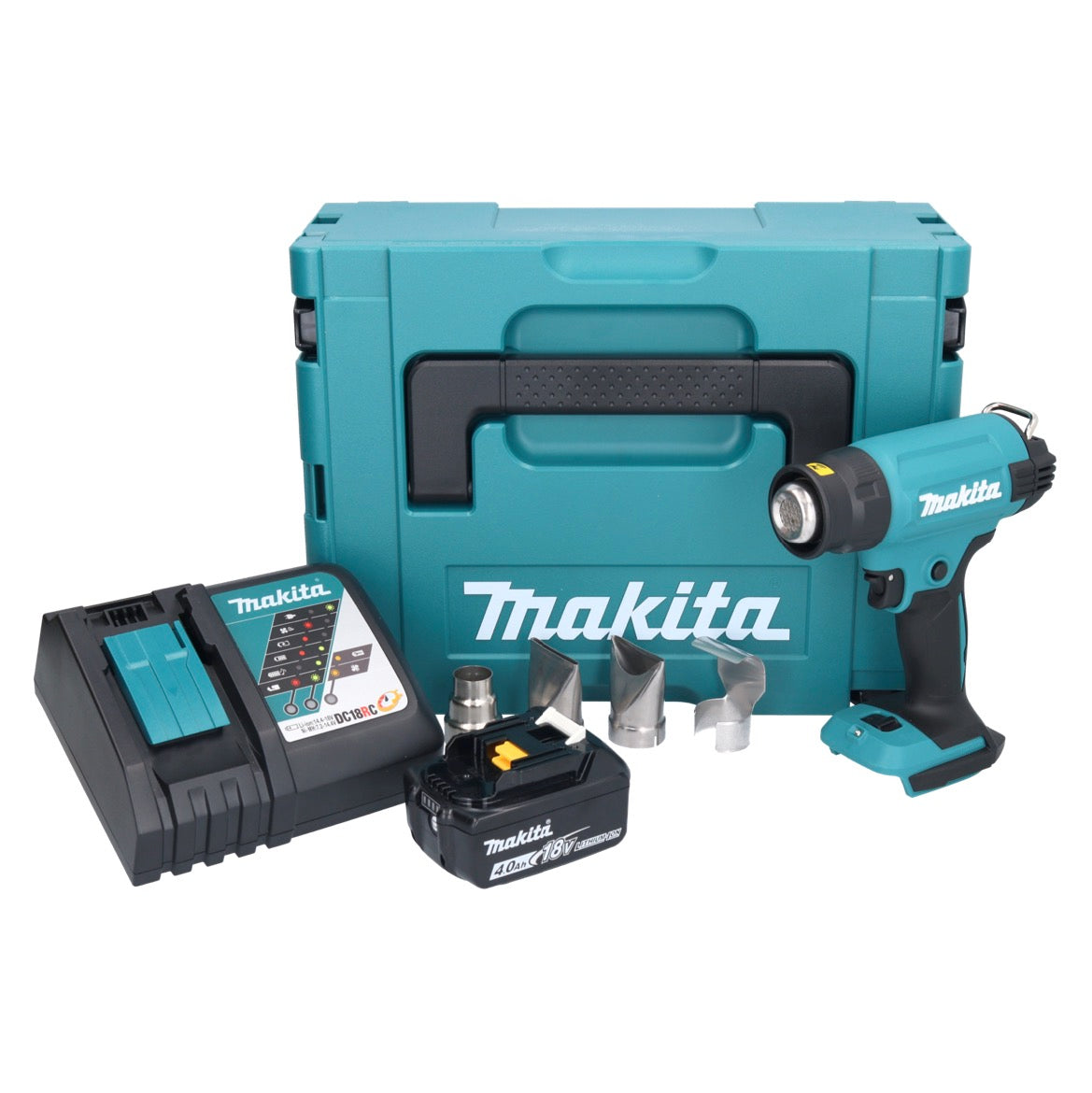 Souffleur à air chaud sur batterie Makita DHG 181 RM1J 18 V 150 - 550°C + 1x batterie 4,0 Ah + chargeur + Makpac