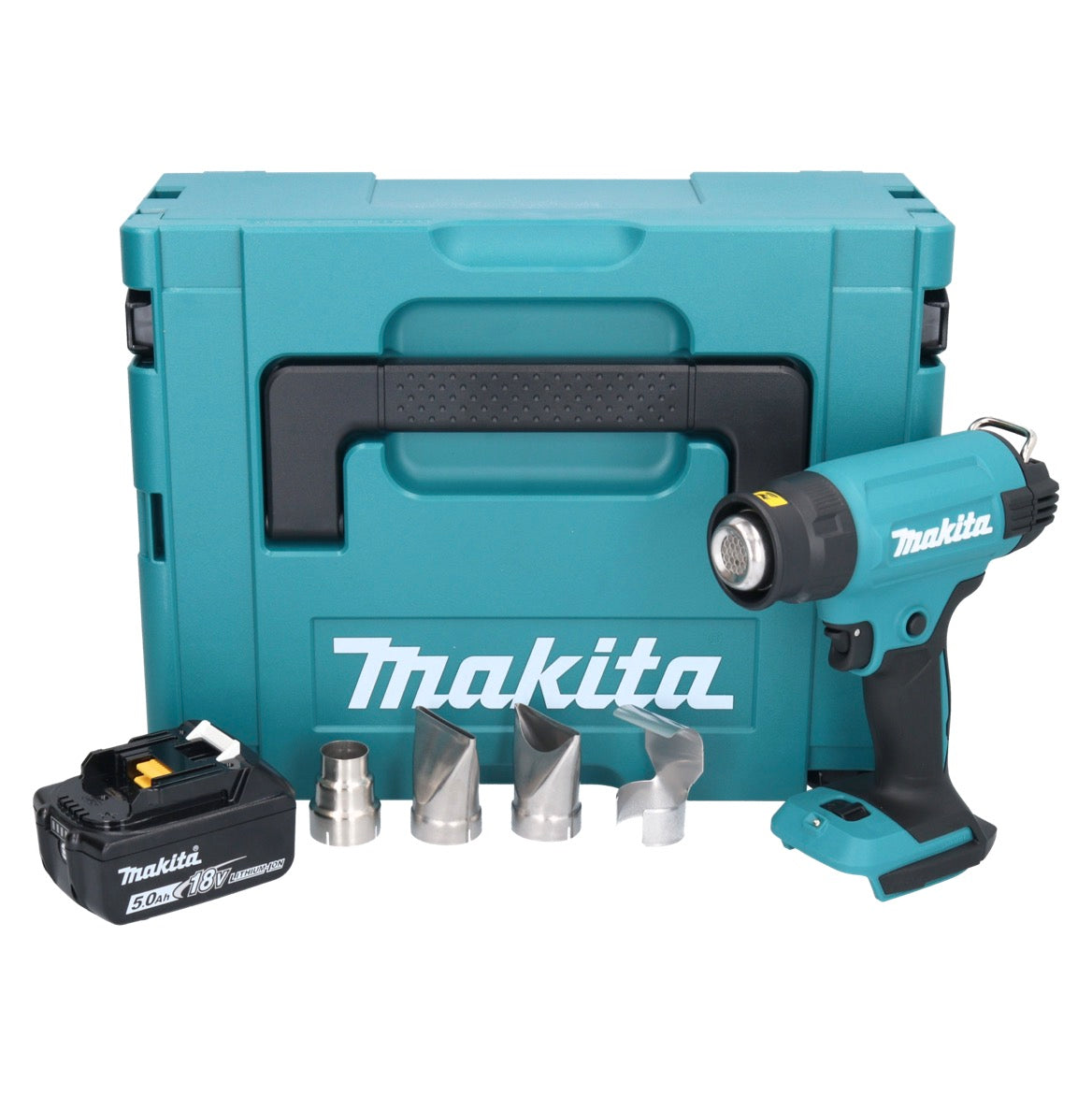 Souffleur à air chaud sur batterie Makita DHG 181 T1J 18 V 150 - 550°C + 1x batterie 5,0 Ah + Makpac - sans chargeur