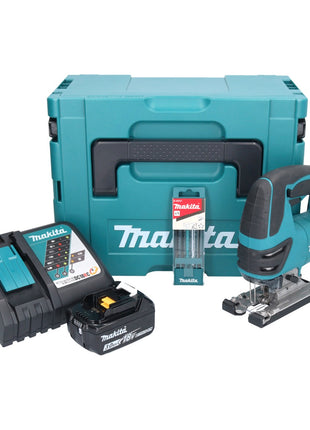 Makita DJV 180 RF1J scie sauteuse sans fil 18 V + 1 batterie 3,0 Ah + chargeur + jeu de 5 lames de scie sauteuse + Makpac