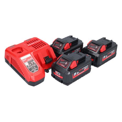 Kit de démarrage avec batterie Milwaukee M18 NRG-553 à haut rendement 18 V + 3x batterie 5,5 Ah (3x 4932464712) + chargeur M12-18 FC (4932451079)